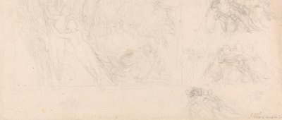 Blad met figuurstudies voor De Odyssee door John Flaxman